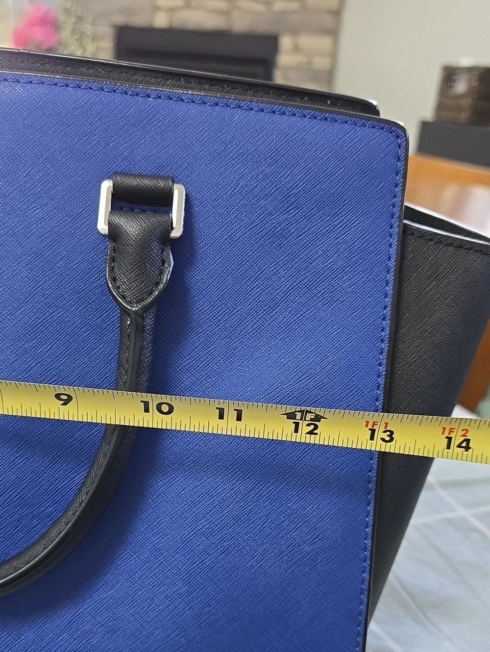 Michael Kors Royal Blue and Black Saffiano Satchel